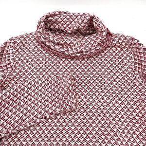 Fat Face Cowl Neck Pullover Sweater Diamond‎ Pattern Knit Top Red White L
